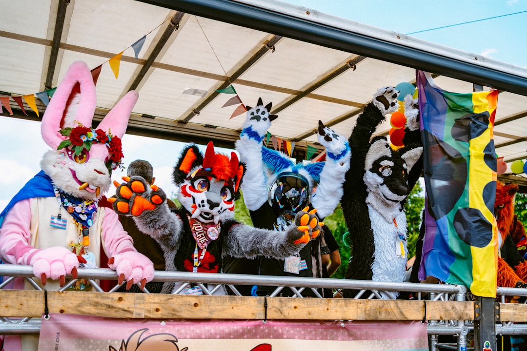 a group of people dressed in animal costumes