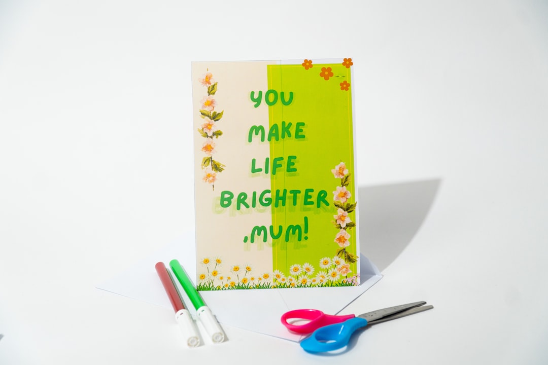 Handmade card for mum with markers and scissors